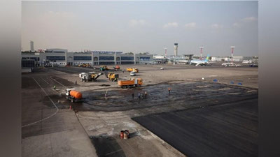 Изрображение 'В столичном аэропорту начат капремонт асфальтового покрытия'
