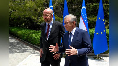 Изрображение 'Президент Узбекистана провел встречу с главой Евросовета Шарлем Мишелем'