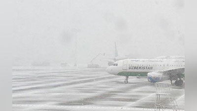 'Qalin qor yog`ishi munosabati bekor qilingan va o`zgartirilgan samolyot reyslari e`lon qilindi'ning rasmi