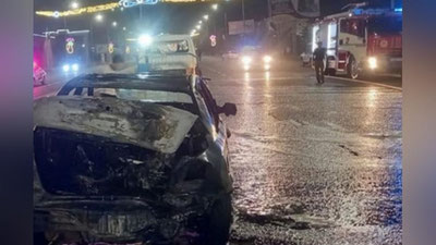 Изрображение 'В центре Карши горела "Ласетти": инцидент попал на видео'