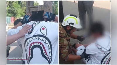 Изрображение 'В Алмалыке спасатели освободили подростка, чья голова застряла в бетонном столбе (видео)'