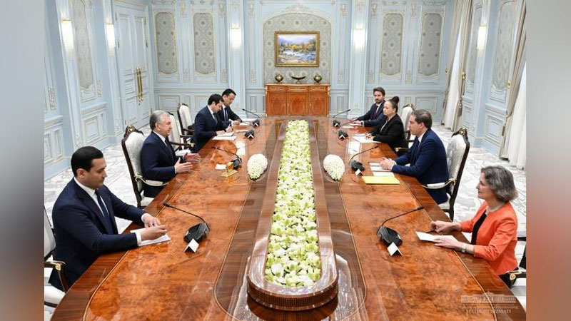 'Shavkat Mirziyoev qo`shma Hukumatlararo komissiya hamraisi Olive Beshtni qabul qildi'ning rasmi