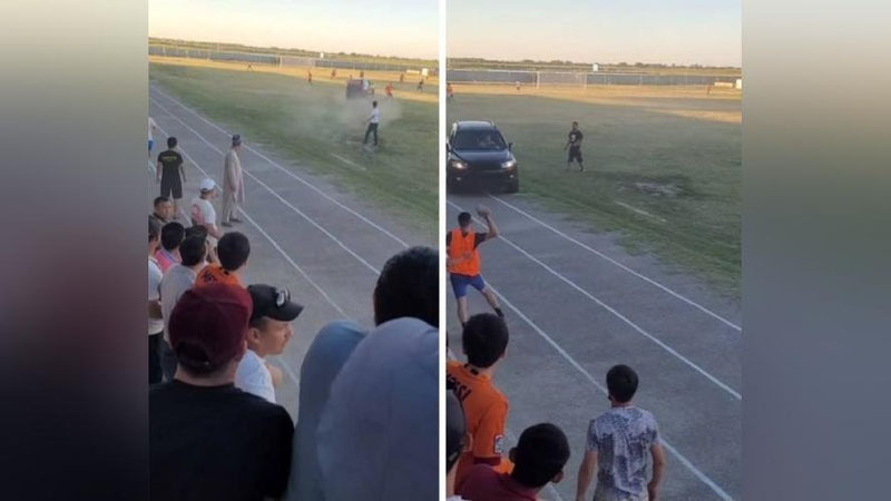 Изрображение 'В Сырдарьинской области водитель Captiva въехал на стадион и сбил человека (видео)'