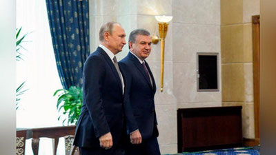 'Shavkat Mirziyoev Putin bilan gaplashdi'ning rasmi