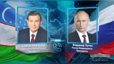 Изрображение 'ШАВКАТ МИРЗИЁЕВ ПОДЕЛИЛСЯ С ВЛАДИМИРОМ ПУТИНЫМ ВПЕЧАТЛЕНИЯМИ ОТ ВИЗИТА В США'