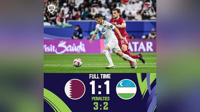 Изрображение 'Сборная Узбекистана по футболу завершила участие в Кубке Азии'