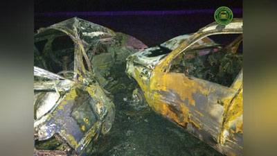 'Sirdaryoda "Neksiya" yuqori tezlikda "Niva Shevrolet"ga borib urildi va ikkala mashina ham butunlay yonib ketdi (foto)'ning rasmi