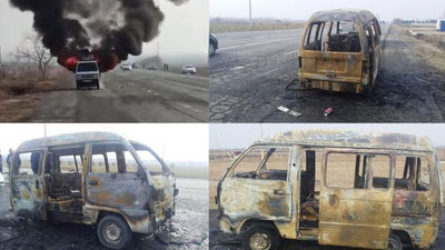 Изрображение 'На трассе в Ферганской области полностью сгорел "Дамас" (фото, видео)'