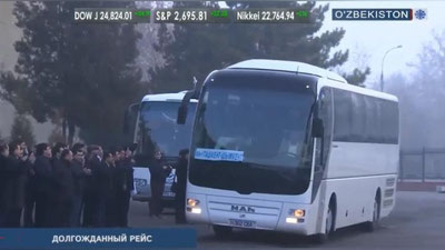 Изрображение 'ОТКРЫТИЕ АВТОБУСНОГО МАРШРУТА ТАШКЕНТ - ШЫМКЕНТ (ВИДЕО)'