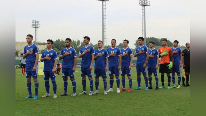 'Futbol bo`yicha O`zbekiston olimpiya terma jamoasi BAA ustidan g`alaba qozondi 'ning rasmi