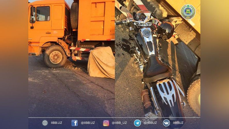 'Olmazor tumanida motosikl va yuk avtomobili ishtirokida YTH sodir bo`ldi'ning rasmi
