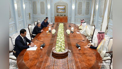 'Shavkat Mirziyoev Saudiya Arabistoni Podshohligi investisiyalar vaziri Holid al-Falihni qabul qildi'ning rasmi