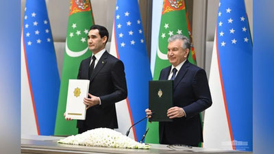 Изрображение 'По итогам узбекско-туркменских переговоров на высшем уровне подписан ряд документов'