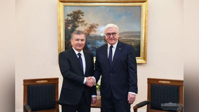 'O`zbekiston va Germaniya Prezidentlarining muzokaralari boshlandi 'ning rasmi