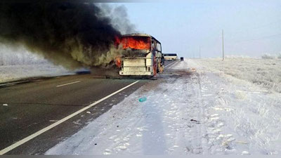 'Қозоғистон ИИВ ўзбекистонликлар ёниб кетган автобуснинг сабабини маълум қилди   'ning rasmi