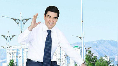 'Turkmaniston prezidenti hukumat yig`ilishiga velosipedda keldi 'ning rasmi