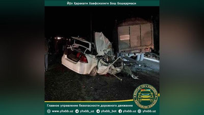 Изрображение 'В Андижане "Нексия" въехала в стоящий грузовик: двое погибли на месте'