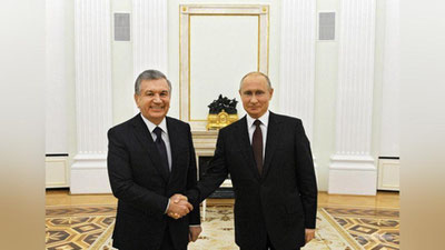 'Moskvada Shavkat Mirziyoev va Vladimir Putin o`rtasida muzokaralar bo`lib o`tdi'ning rasmi