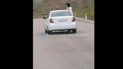 '"Qamchiq" dovonida "Lasetti" oynasidan tanasini chiqarib sayr qilgan qizning shaxsi surishtirilmoqda (video)'ning rasmi