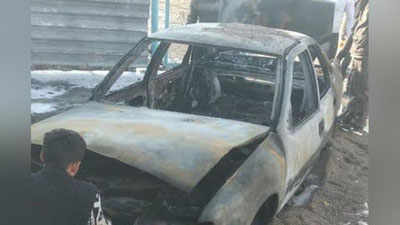 Изрображение 'В ташкентской автомастерской сгорела иномарка (фото, видео)'