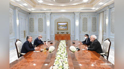 Изрображение 'Президент Узбекистана принял министра иностранных дел Ирана'