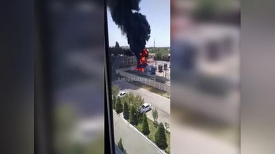 Изрображение 'Пожар на территории подстанции в Термезе попал на видео'