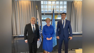 'O`zbekiston delegasiyasi Jenevada BMT Bosh kotibining o`rinbosari bilan uchrashdi'ning rasmi