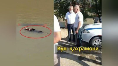 Изрображение 'В Намангане подполковник УБДД вытащил тонувшую женщину из канала (видео)'