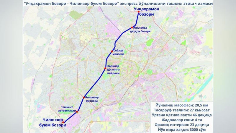 Изрображение 'Автобус-экспресс свяжет крупные рынки на Чиланзаре и Юнусабаде'