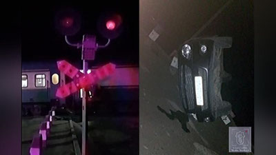 Изрображение 'В Хорезме водитель "Кобальта" не смог проскочить перед движущимся поездом'