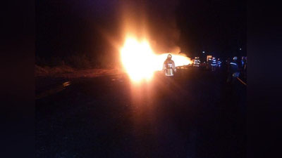 'Қамчиқ довонида аянчли ЙТҲ: юк машинаси ва "Дамас" ёниб кетди, қурбонлар бор'ning rasmi