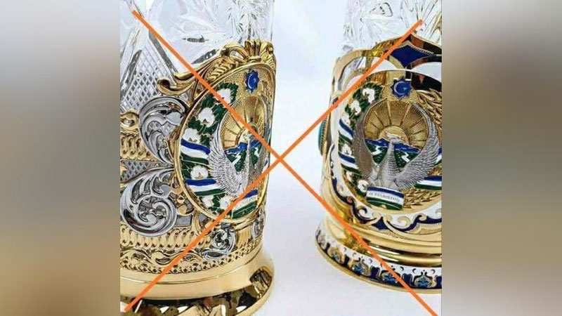 'Adliya vazirligi davlat gerbi va bayrog`ining tasviri tushirilgan ”bokal”lar sotilayotganiga munosabat bildirdi'ning rasmi