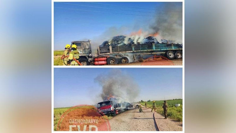 'Qashqadaryoda somon ortilgan "Kamaz" yonib ketdi'ning rasmi