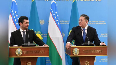 Изрображение 'Главы МИД Узбекистана и Казахстана обсудили совместные проекты (видео)'