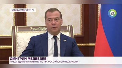 Изрображение 'Видео: Встреча премьеров Узбекистана и России в Ургенче'