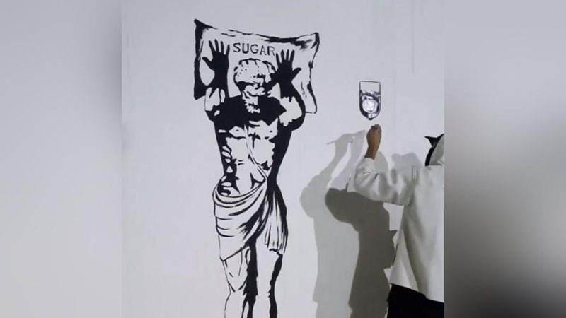 Изрображение 'Ташкентский уличный художник Inkuzart посвятил новую работу сахару (видео)'