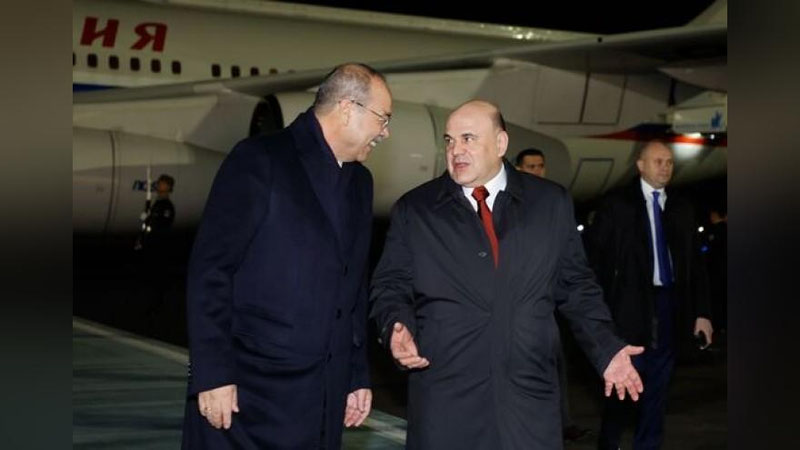Изрображение 'Российский премьер-министр Михаил Мишустин прибыл в Самарканд'