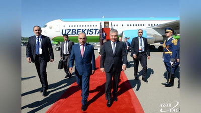 Изрображение 'Шавкат Мирзиёев прибыл в Азербайджан (фото)'