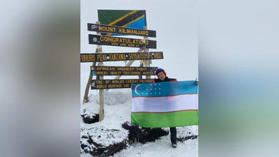 'Samarqandlik yigit Kilimanjaro tog` cho`qqisiga ilk bor O`zbekiston bayrog`ini olib chiqdi'ning rasmi