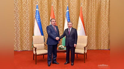 'O`zbekiston va Tojikiston Prezidentlari uchrashuv o`tkazdi'ning rasmi