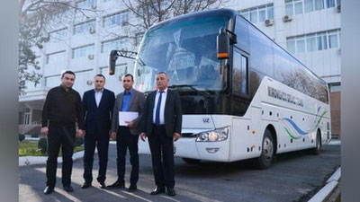 '"Toshkent—Xo`jand—Qo`qon—Toshkent" yo`nalishida sinov avtobusi yo`lga chiqdi'ning rasmi