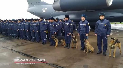 Изрображение 'Узбекские спасатели вернулись из Турции (видео)'