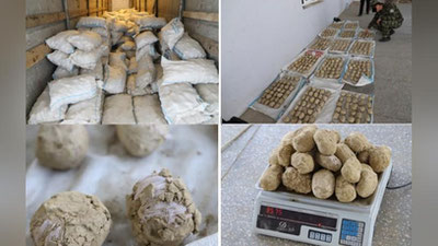 Изрображение 'В Сурхандарье остановили грузовик с замаскированным под картошку гашишем (видео)'