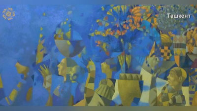 Изрображение 'Видео: выставка художника Бобура Исмаилова в театре "Ильхом"'
