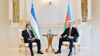 'Shavkat Mirziyoev Ozarboyjon Prezidenti bilan uchrashdi'ning rasmi