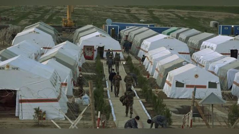 Изрображение 'Палаточный карантинный городок возведен силами МЧС на Чирчикском полигоне (видео)'