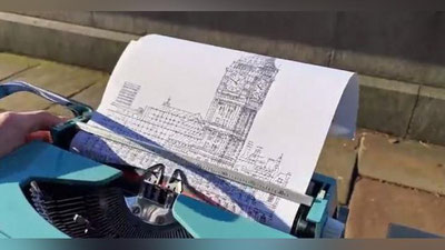 Изрображение 'Художник нарисовал Биг-Бен на печатной машинке (видео)'