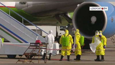 Изрображение 'Эвакуированные из Уханя узбекистанцы прибыли в Ташкент (видео)'