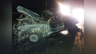 Изрображение 'ДТП в Зангиате: водитель "Нексии" погиб в сгоревшем автомобиле'