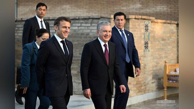 Изрображение 'Президент Узбекистана показал Эммануэлю Макрону исторические памятники Самарканда'